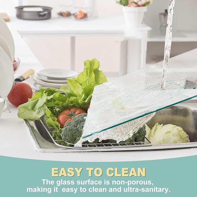 VASUHOME Large Tempered Glass Cutting Board - Image 3