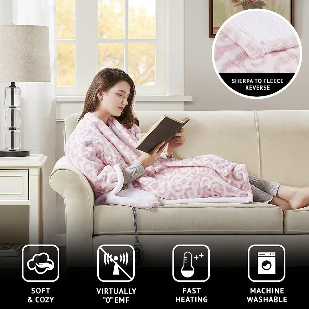 Beautyrest Heated Electric Throw - Sherpa/Berber, 3 Heat & Washable