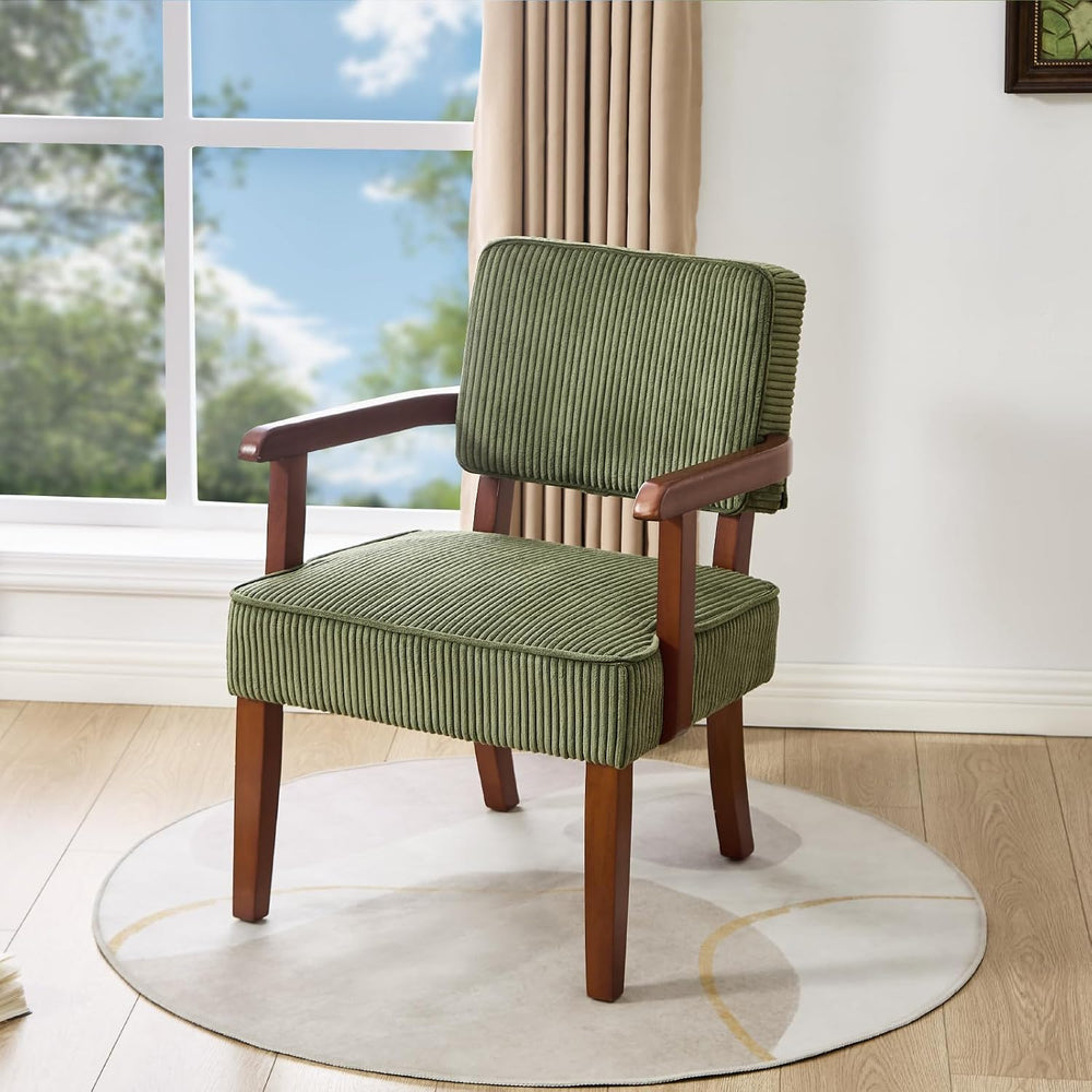 FAGAGA Corduroy Accent Chair, Armchair with Solid Wood Frame and Legs