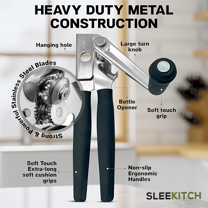 Commercial Can Opener Manual Heavy Duty, Hand Crank Can Opener, Large Handheld - Image 3