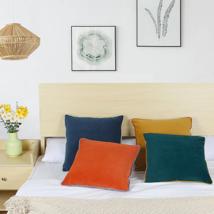 Velvet Throw Pillow Covers 20x20 Inch Set of 4 Decorative Velour Pillowcases Modern Double-Colored Cushion Covers for Sofa Couch, Cold