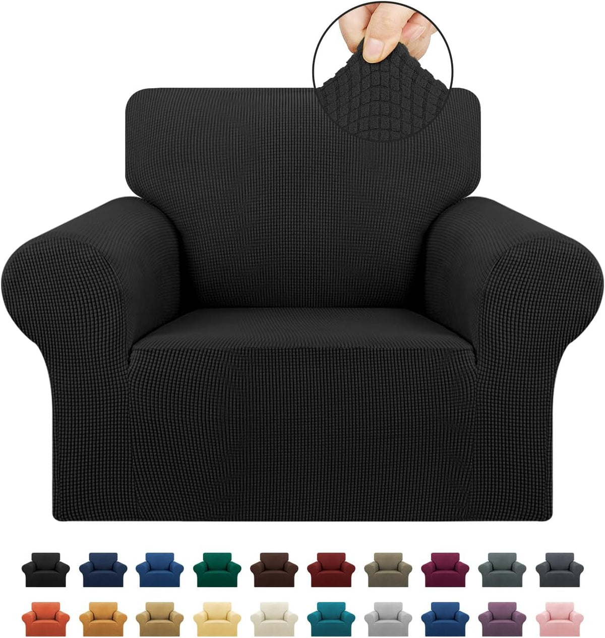 stretch chair sofa slipcover, single couch cover,black, main product view