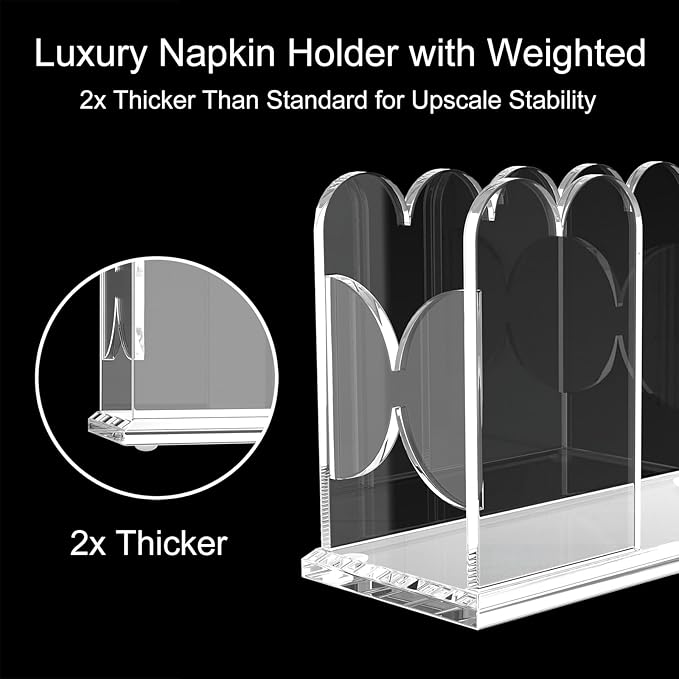 LUGUNU Acrylic Napkin Holder-Clear Scalloped Napkin Dispenser - Image 2