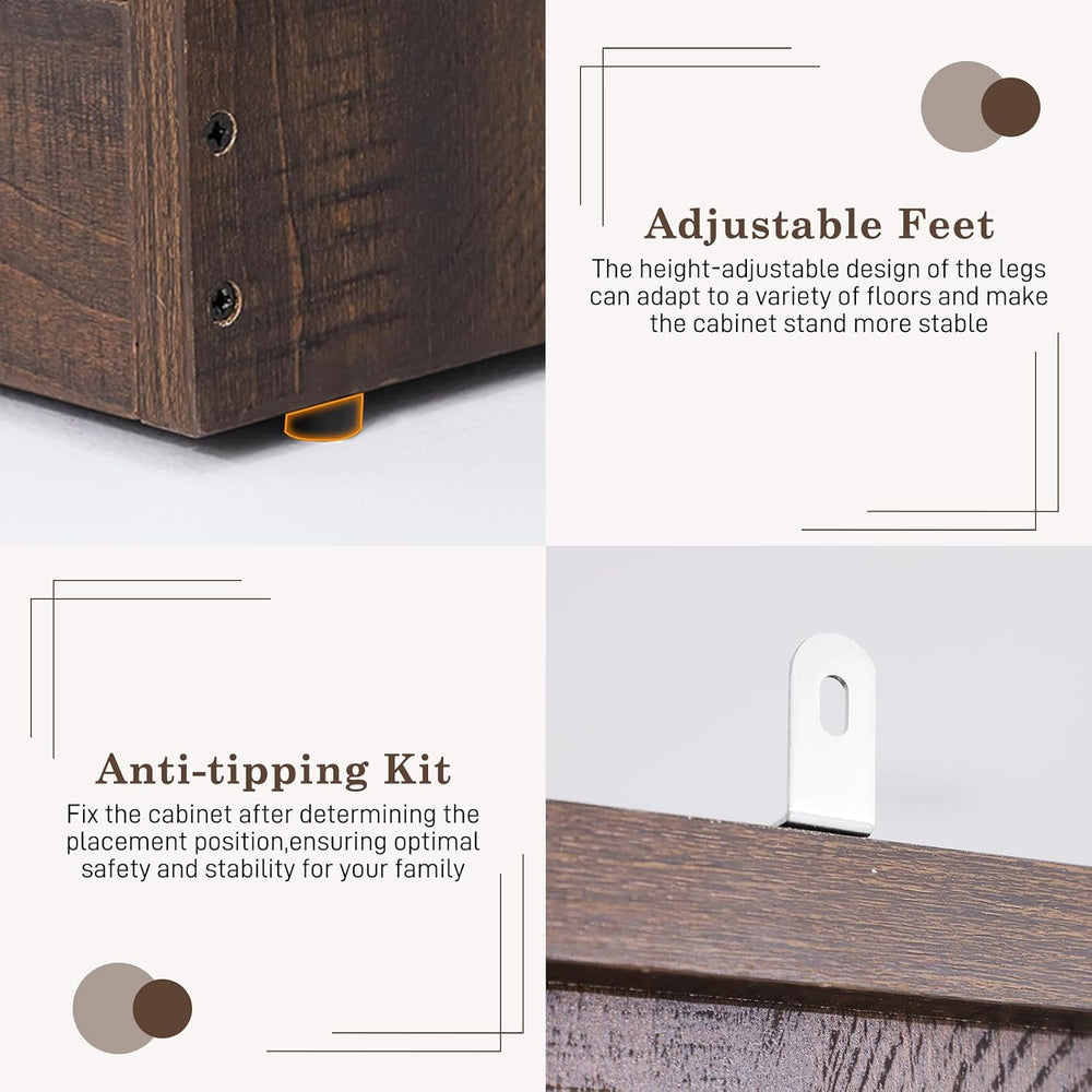 Farmhouse 3 Doors Armoire Wardrobe Closet w/Folding Sliding Barn Door and Lig...