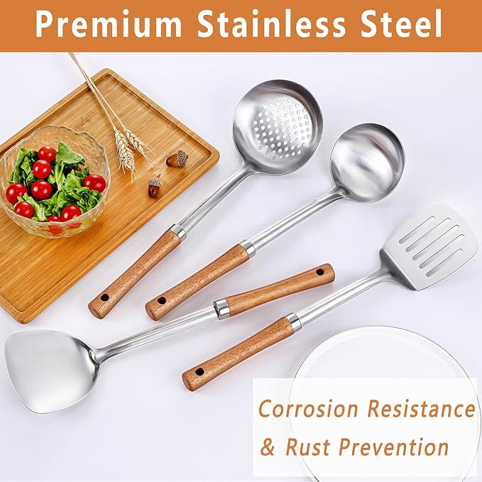 Pleafind 4-Pcs Cooking Utensils Set, Stainless Steel Kitchen Utensils - Image 6