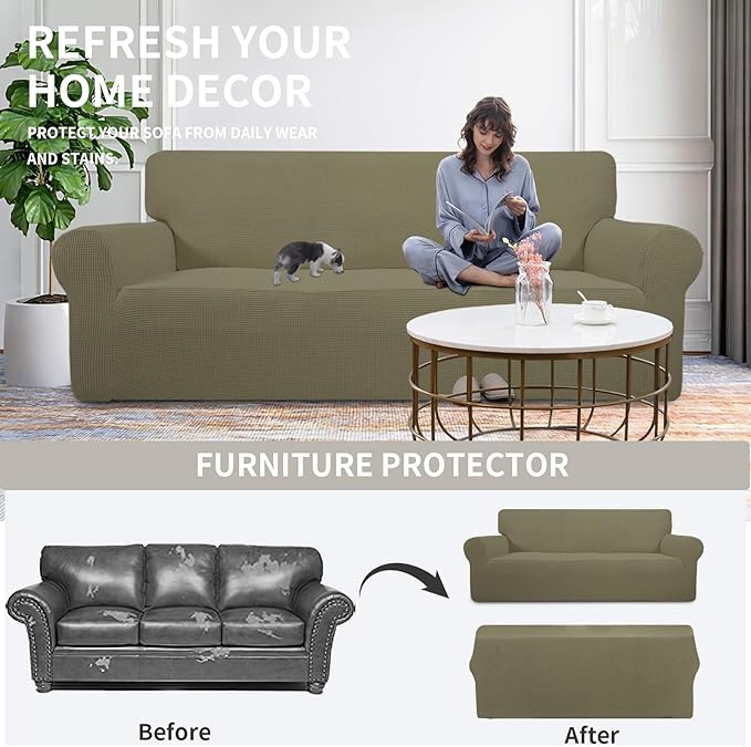 Easy-Going Stretch 4 Seater Sofa Slipcover 1-Piece Sofa Cover Furniture - Image 4