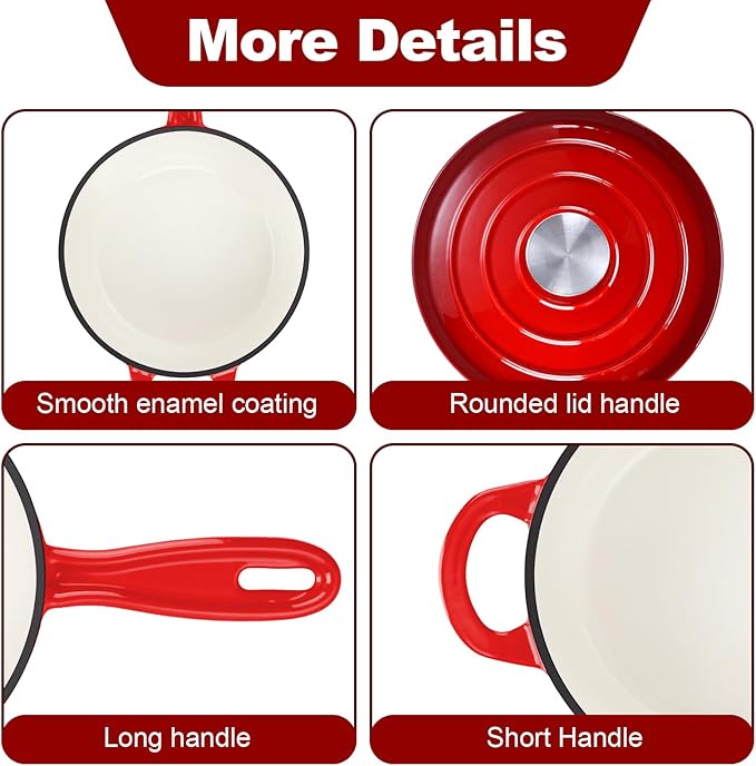 HaSteeL 1 QT Cast Iron Saucepan, Mini Enamel dutch oven