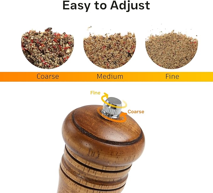 Wood Salt and Pepper Grinder, Salt Grinder and Pepper Mill, Oak Wood Shakers - Image 3