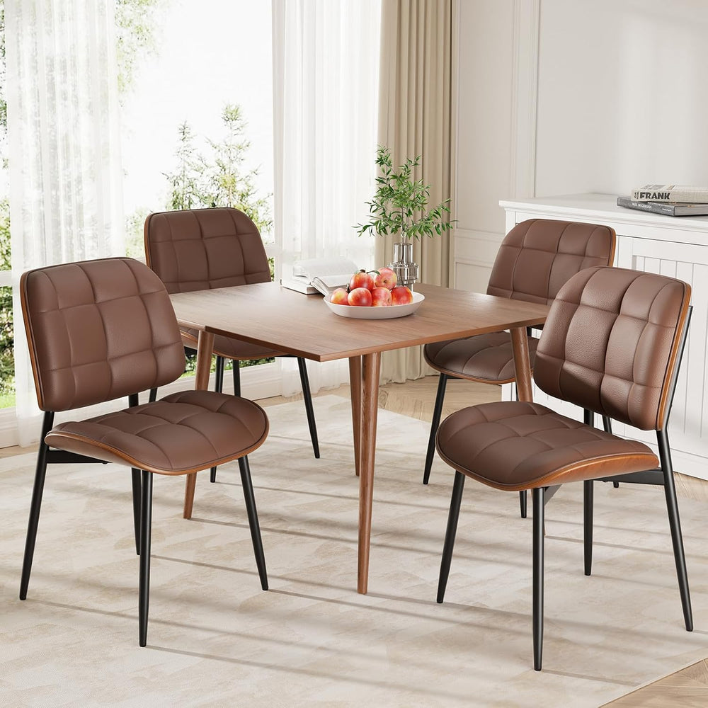 Dining Chairs Set of 4, Mid Century Modern Dining Room Chair, Upholstered Fau...