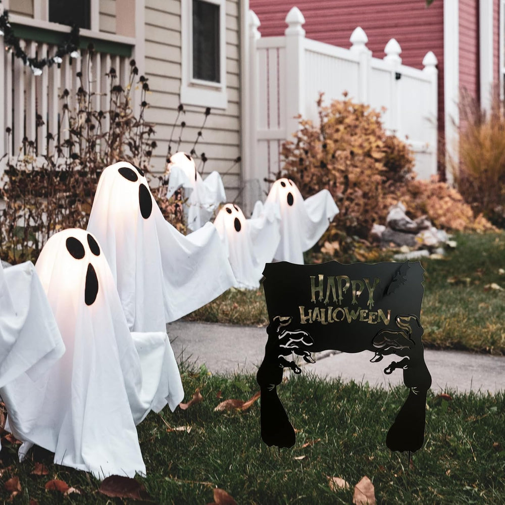 Metal Hand Happy Halloween Garden Stakes，Decorative Scary Yard Stakes