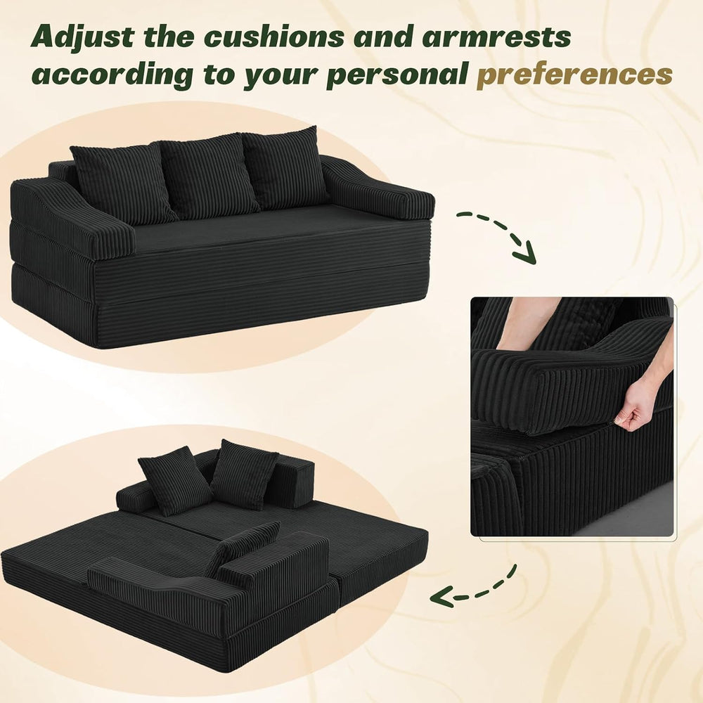 Apicizon 78.7" Folding Convertible Sofa Bed, Boneless Sleeper Sofa Couch...