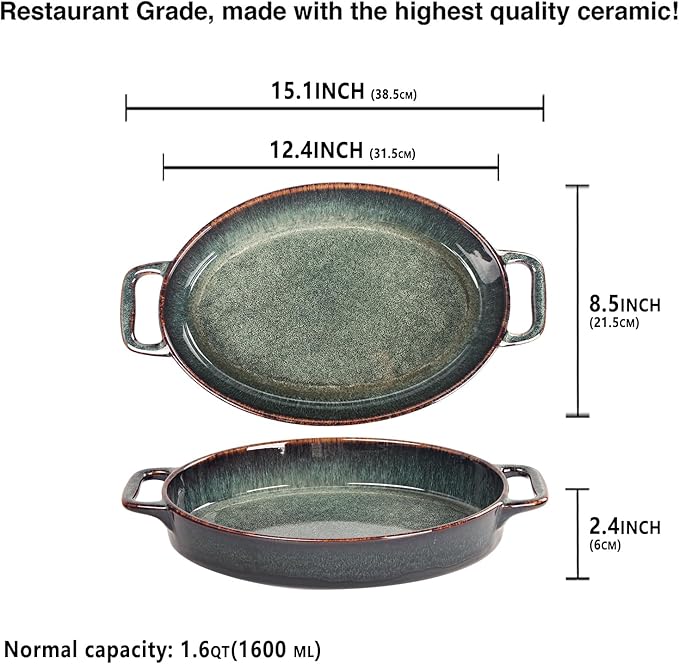 12" x 8" Porcelain Oval Casserole Dishes