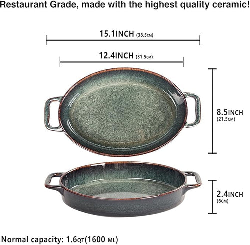 12" x 8" Porcelain Oval Casserole Dishes - Image 2
