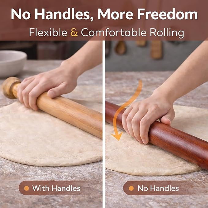 17 Inch French Rolling Pin, Wooden Dough Roller - Image 6