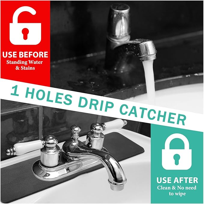 Tioncy 2 Pcs Faucet Mat Sink Splash Guard Oval-hole Oval Splash Pad - Image 4