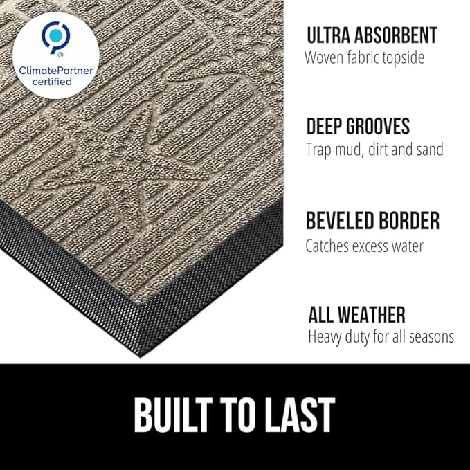 GORILLA GRIP 100% Waterproof All-Season WeatherMAX Doormat US Designed Natural - Image 2