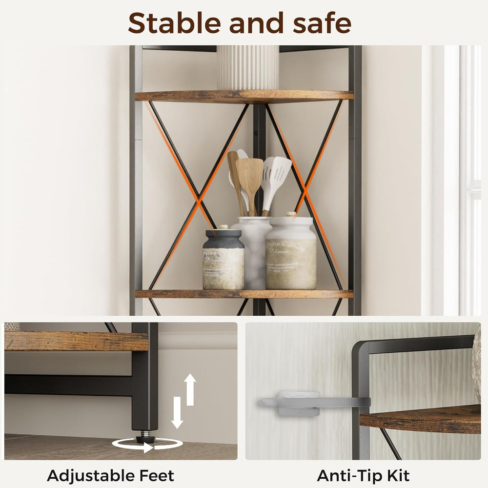 6 Tier Corner Shelf Stand, 78" H Tall Industrial Corner Bookshelf for Li...