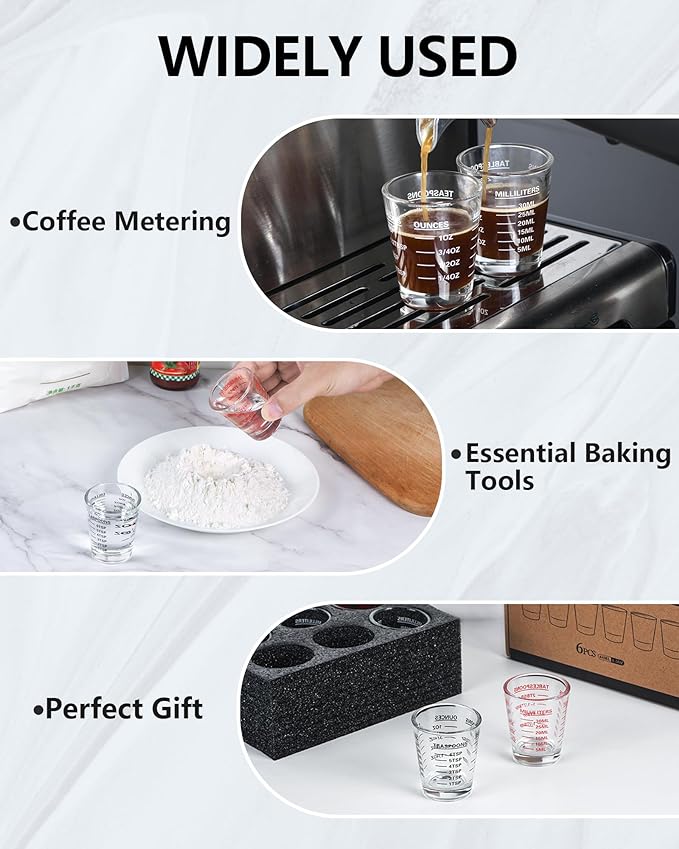 SAIAOKJ Shot Glasses Measuring Cup Set 6 Pack Espresso Shot Glasses Liquid - Image 3