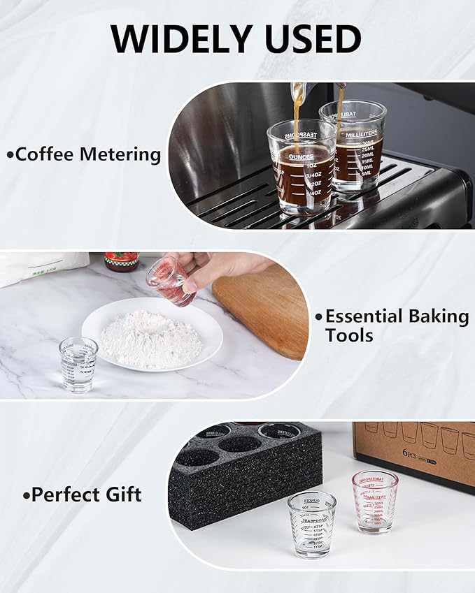 SAIAOKJ Shot Glasses Measuring Cup Set 6 Pack Espresso Shot Glasses Liquid - Image 4