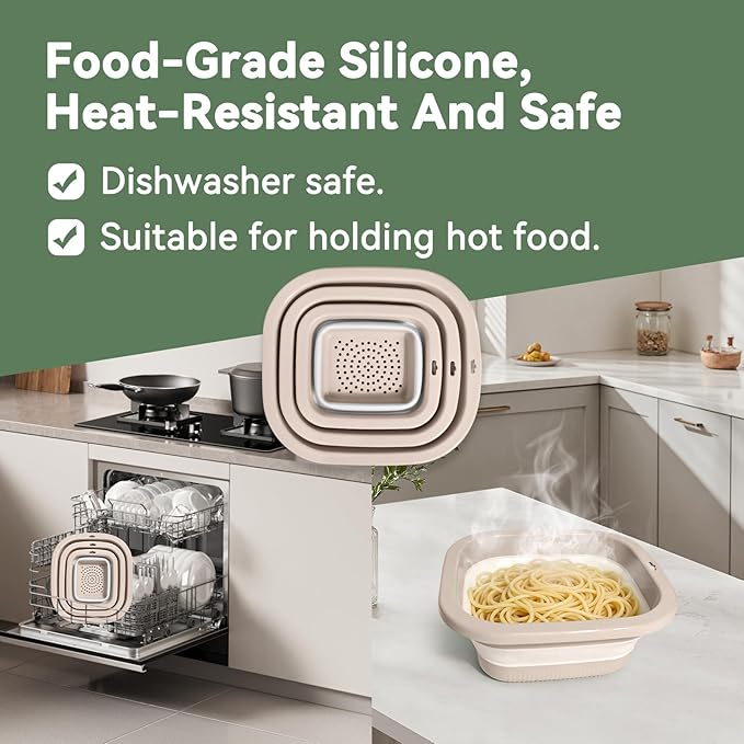 3 Sets 2 in 1 Collapsible Colander and Sink Basin - Image 7