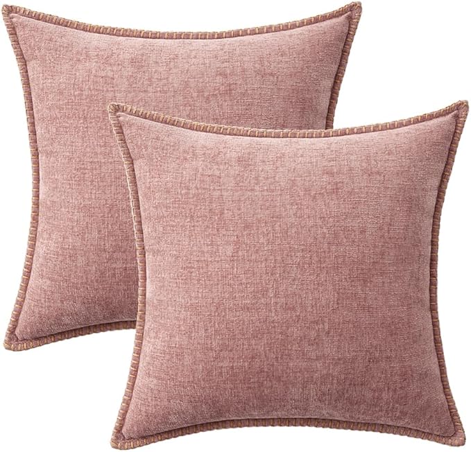 MIULEE Pack of 2 Couch Throw Pillow Covers 20x20 Inch Blush Pink Farmhouse - Image 6