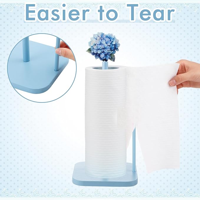 Leinuosen Blue Hydrangea Coquettish Cute Hydrangea Wooden Paper Towel Holder - Image 4