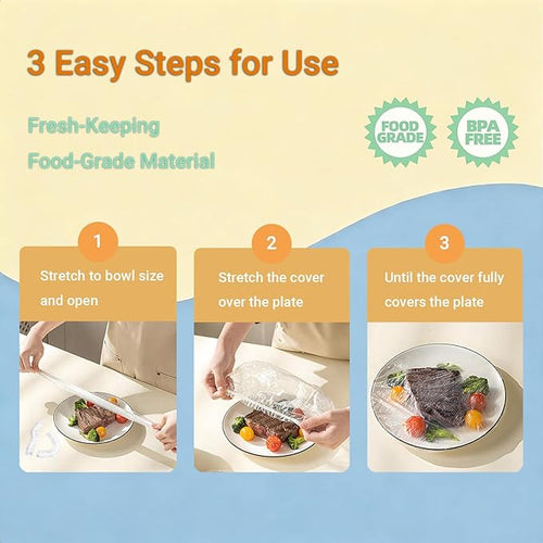 100Pcs Extra Large Plastic Bowl Covers Fits 6-13 Inch Bowls, Elastic Reusable - Image 2