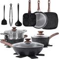 17 Pcs Pots and Pans Set, Nonstick & Non-Toxic Healthy Pots and Pans, by RayBear