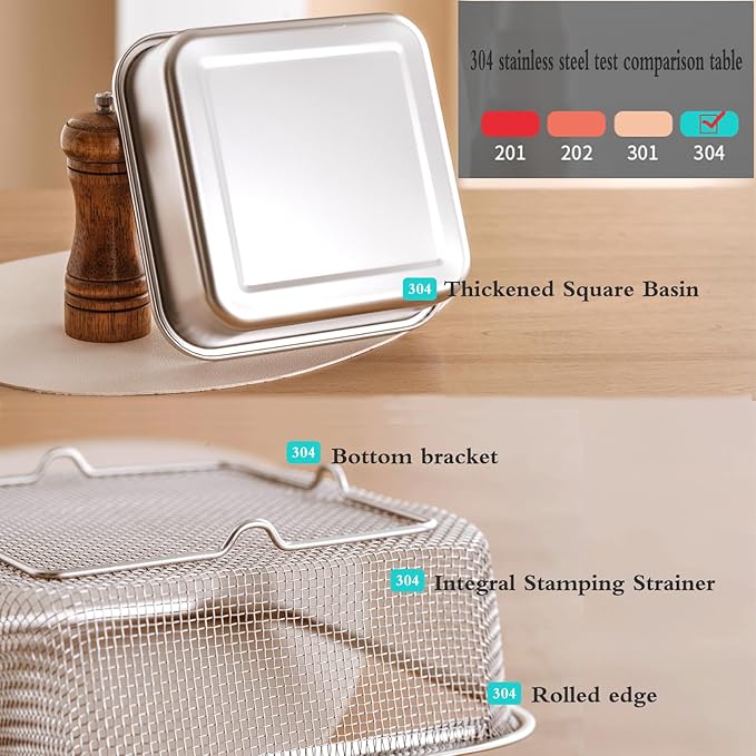 Square Colander Set, 304 Stainless Steel - Image 4