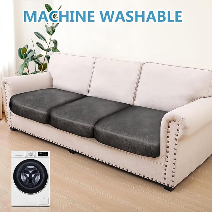 Leather Look Couch Cushion Covers Sofa Seat Slipcovers Sets Couches Furniture - Image 2