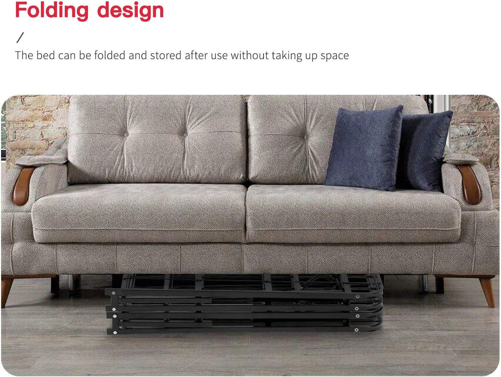 FDW | Foldable Full Size Bed Frame | Metal | Heavy Duty Steel Slats