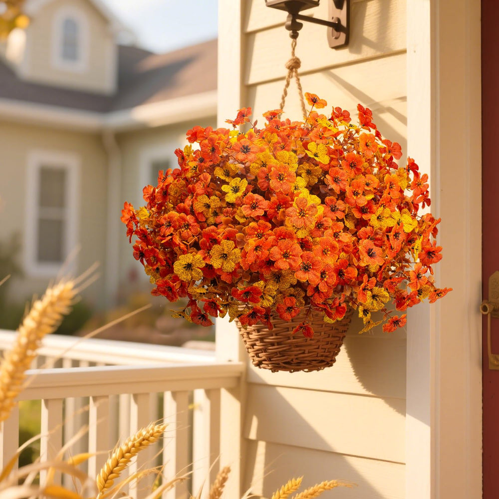 16 Bundles UV Resistant Artificial Fall Flowers Faux Mums for Outdoors