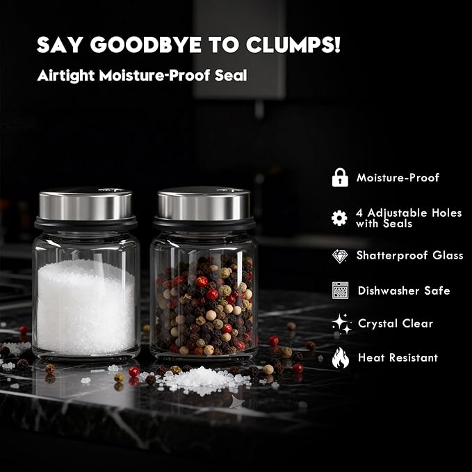 Shatterproof Glass Salt and Pepper Shakers Set Leak & Moisture Proof - Image 4