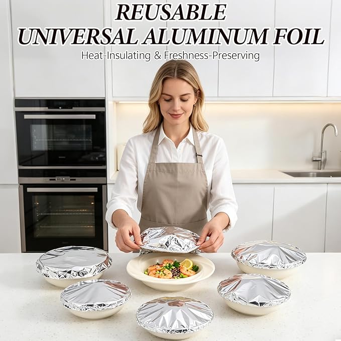 Reusable Aluminum Foil Food Cover, Heat-Insulating, Freshness-Preserving - Image 2