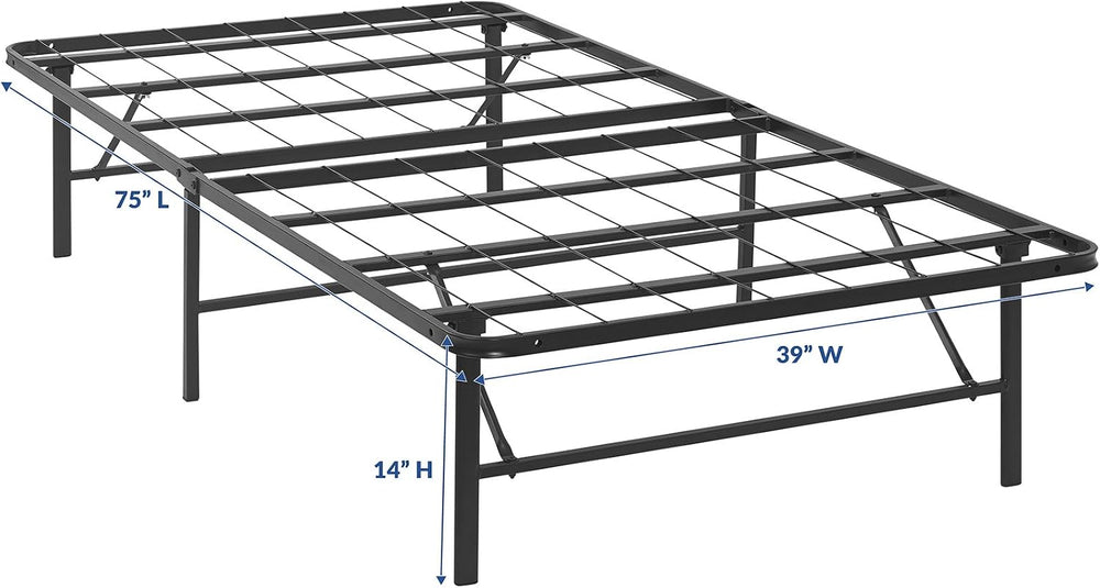 Modway Horizon Twin Bed Frame In Brown - Replaces Box Spring - Folding Metal ...