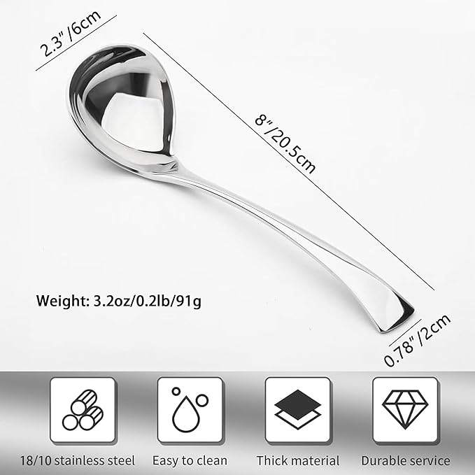 Comicfs 2 Pack Gravy Spoon Mini Gravy Ladle Drizzle Spoon 18/10 Stainless Steel - Image 5