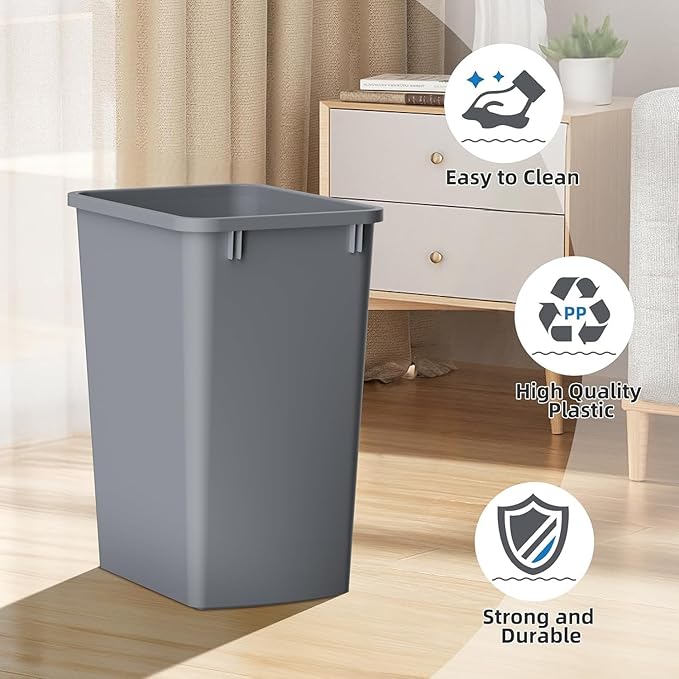 ROOMTEC 35QT Kitchen Trash Can, Lightweight and Sturdy Slim Trash Can, - Image 4