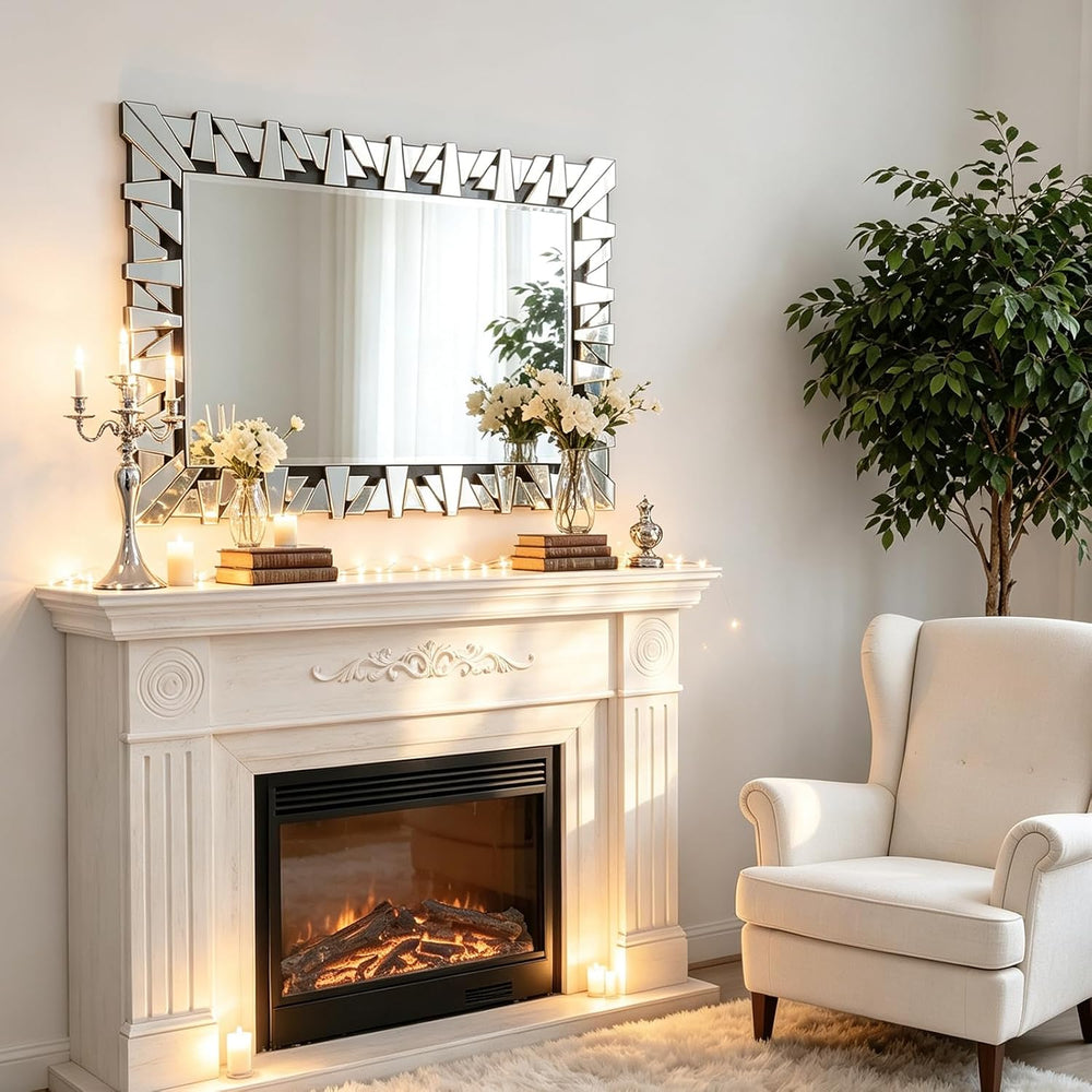 40" x 28" Large Wall Mirror with Glass Frame for Living Room