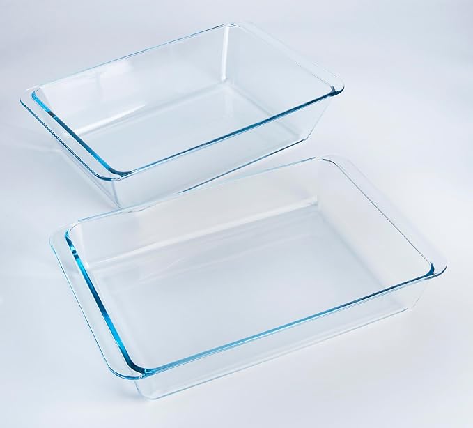 Set of 2 pcs Tempered Glass Baking Dish Set, Deep and Classic Borosilicate