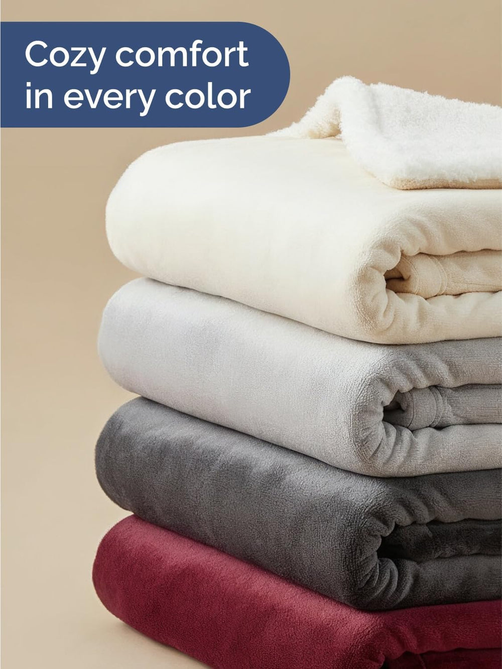Sherpa Fleece Blanket Queen - Reversible Blanket - Dark Grey, 90" x 90&q...