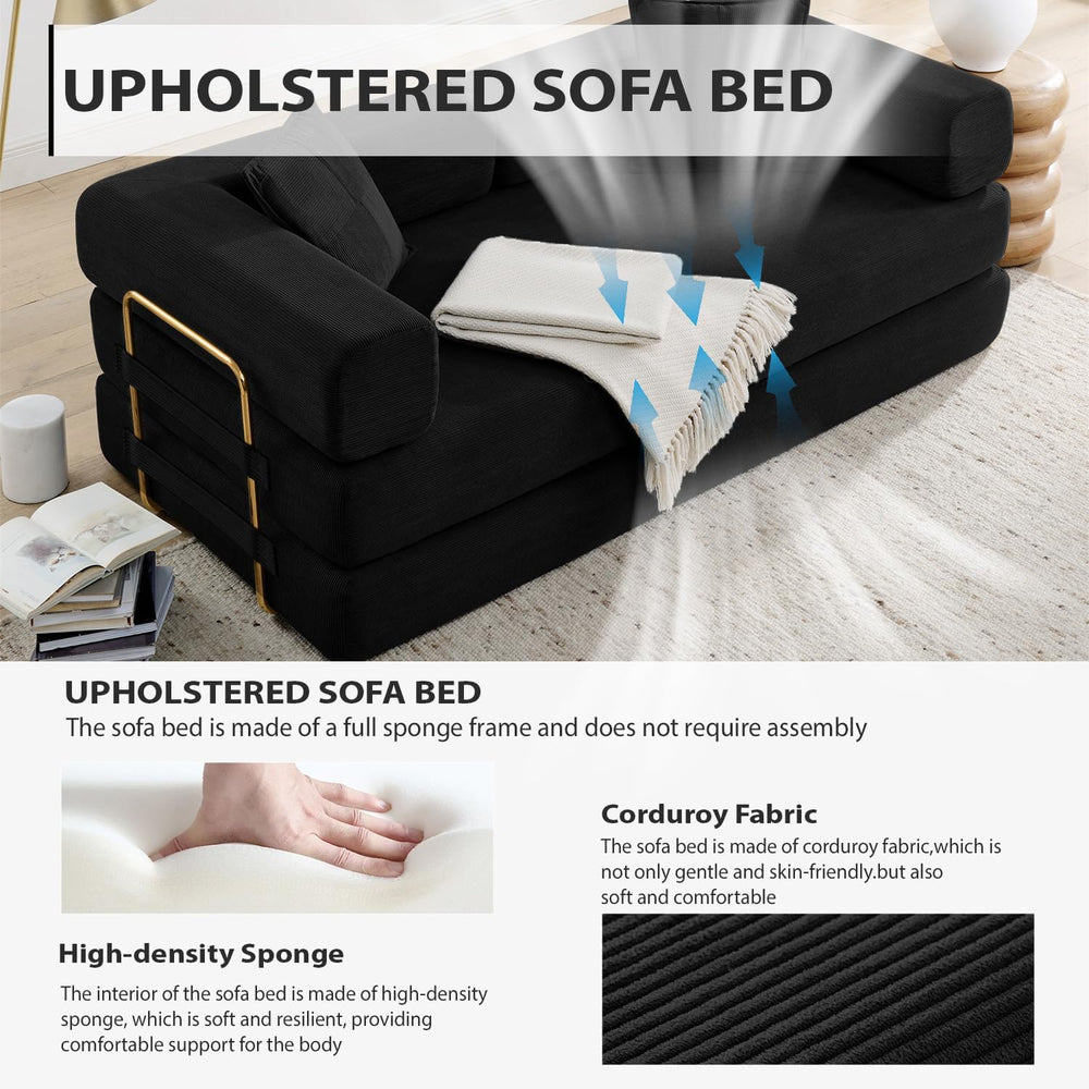 HANXIN 78'' Futon Sleeper Sofa Bed, Boneless Couch for Living Room, B...