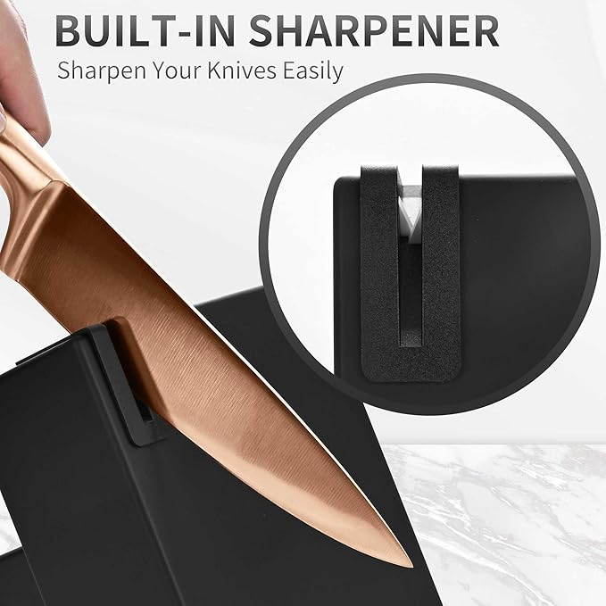 15-Piece Rose Gold Knife Block Set