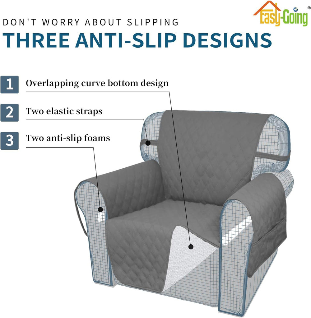 Easy-Going Waterproof Non-Slip Couch Cover, Oversized Sofa, Grey