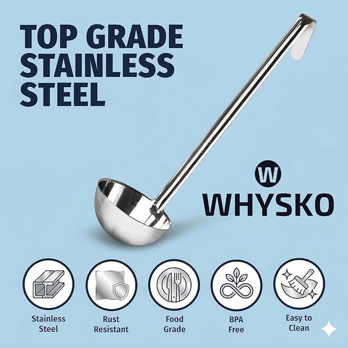 Whysko Soup Ladles Stainless Steel, Rustproof Heat-Resistant Materials - Image 4