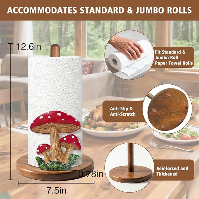 Mushroom Decor Paper Towel Holder, Cottage Core Decor - Image 5
