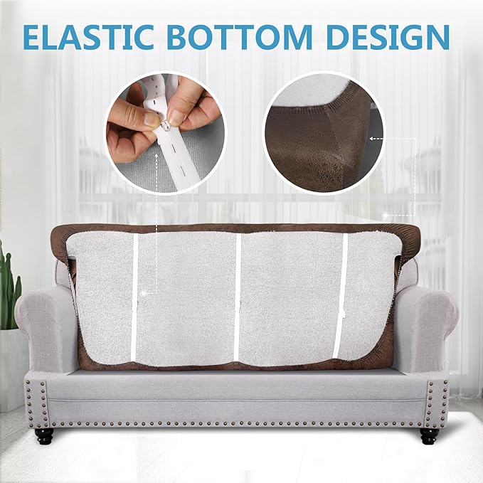 Leather Look Couch Cushion Covers Sofa Seat Slipcovers Sets Couches Furniture - Image 4