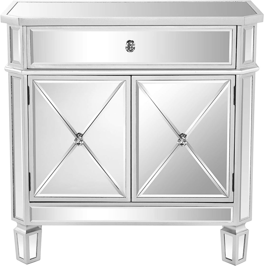 VINGLI Mirrored Cabinet, Mirrored Nightstand, Mirrored Dresser Accent Chest, ...