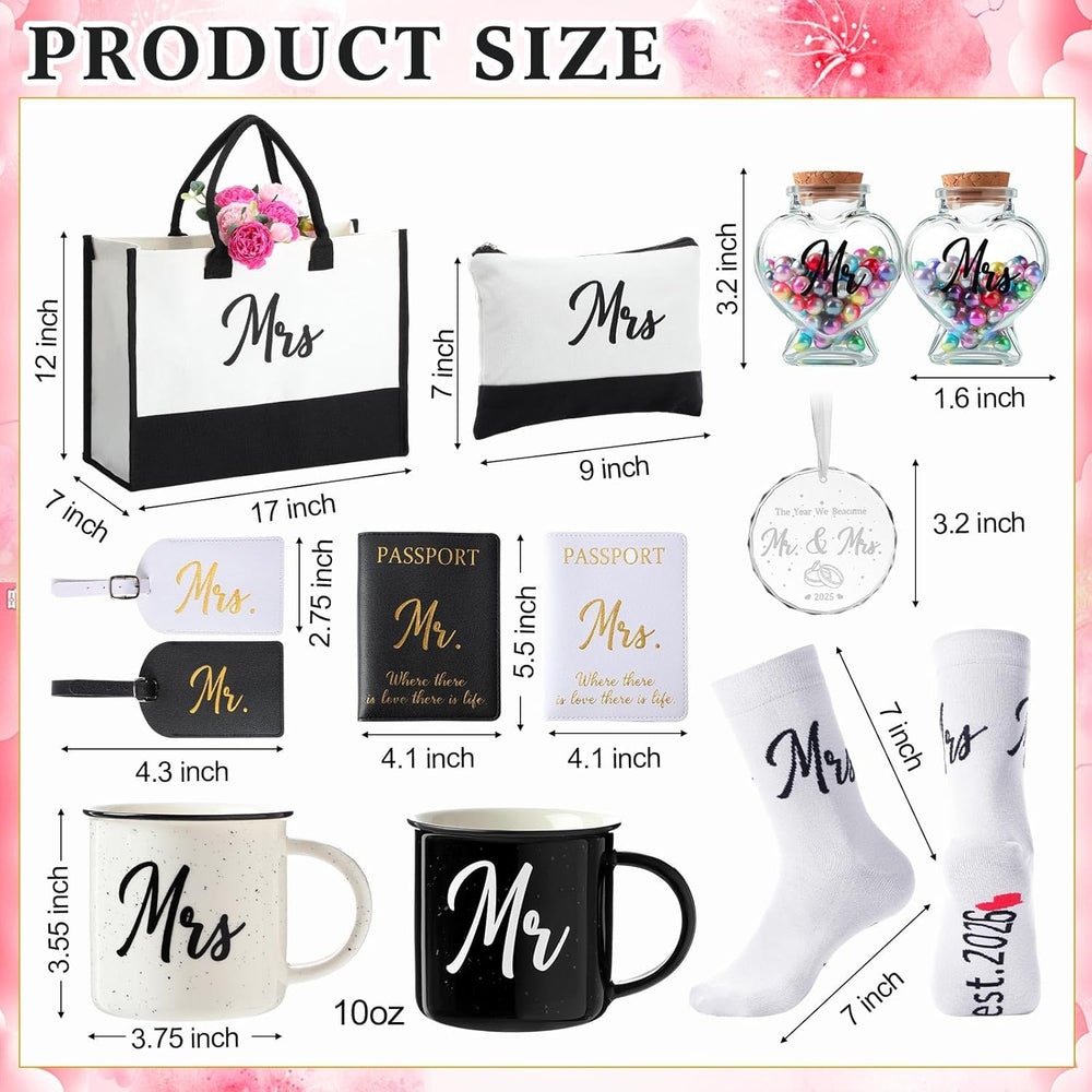 15 Pcs Mr Mrs Wedding Gift Set 2026 Aprons Mugs Hats,Bride | Passport Holders...