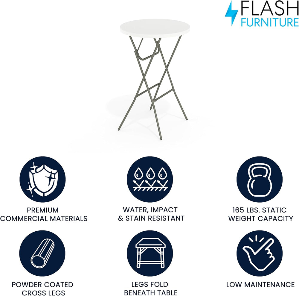 Flash Furniture Elon 32' Round Folding Bar Height Table for Parties and C...
