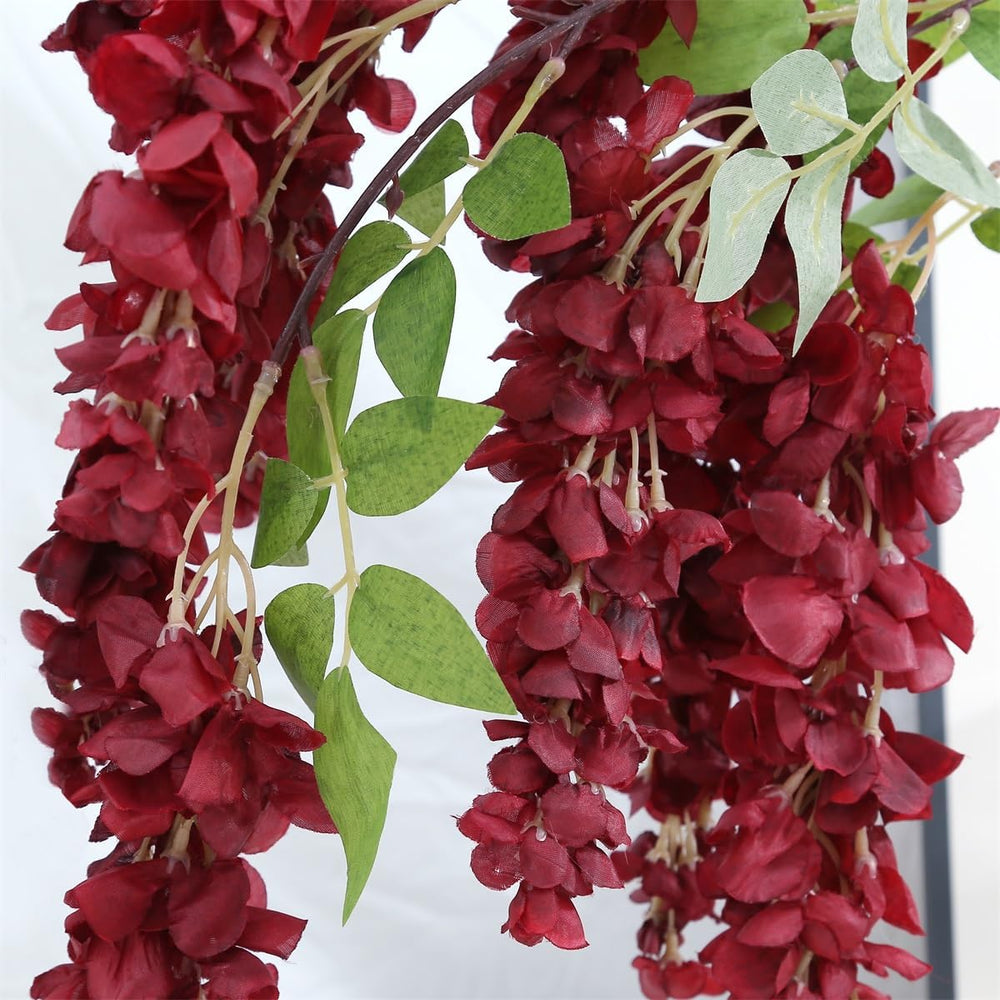 4pcs 47.2in Artificial Fake Wisteria Hanging Flower Garland Silk(crimson)